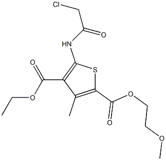 5-(2-Chloro-acetylamino)-3-methyl-thiophene-2,4-dicarboxylic acid 4-ethyl ester 2-(2-methoxy-ethyl) ester Struktur