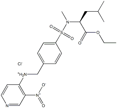 N-(4-{[[(1S)-1-(ethoxycarbonyl)-3-methylbutyl](methyl)amino]sulfonyl}benzyl)-3-nitro-4-pyridinaminium chloride Struktur