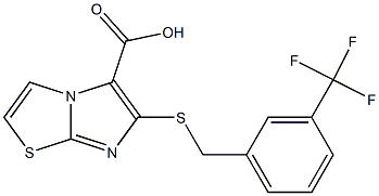 6-{[3-(trifluoromethyl)benzyl]sulfanyl}imidazo[2,1-b][1,3]thiazole-5-carboxylic acid Struktur