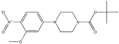 tert-butyl 4-(3-methoxy-4-nitrophenyl)tetrahydro-1(2H)-pyrazinecarboxylate Struktur