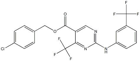 4-chlorobenzyl 4-(trifluoromethyl)-2-[3-(trifluoromethyl)anilino]pyrimidine-5-carboxylate Struktur