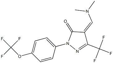 4-[(dimethylamino)methylene]-2-[4-(trifluoromethoxy)phenyl]-5-(trifluoromethyl)-2,4-dihydro-3H-pyrazol-3-one Struktur