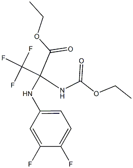 ethyl 2-(3,4-difluoroanilino)-2-[(ethoxycarbonyl)amino]-3,3,3-trifluoropropanoate Struktur