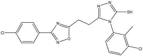 4-(3-chloro-2-methylphenyl)-5-{2-[3-(4-chlorophenyl)-1,2,4-oxadiazol-5-yl]ethyl}-4H-1,2,4-triazole-3-thiol Struktur