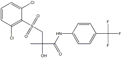 3-[(2,6-dichlorophenyl)sulfonyl]-2-hydroxy-2-methyl-N-[4-(trifluoromethyl)phenyl]propanamide Struktur