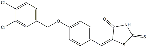 5-{4-[(3,4-dichlorobenzyl)oxy]benzylidene}-2-thioxo-1,3-thiazolan-4-one Struktur