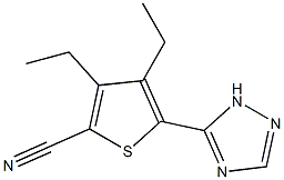 3,4-diethyl-5-(1H-1,2,4-triazol-5-yl)thiophene-2-carbonitrile Struktur