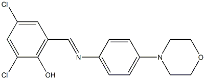 2,4-dichloro-6-{[(4-morpholinophenyl)imino]methyl}phenol Struktur