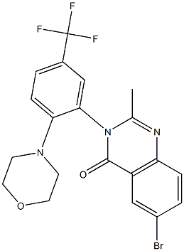 6-bromo-2-methyl-3-[2-morpholino-5-(trifluoromethyl)phenyl]-3,4-dihydroquinazolin-4-one Struktur