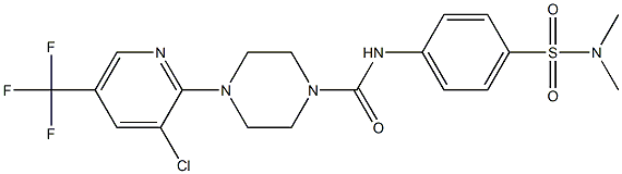 4-[3-chloro-5-(trifluoromethyl)-2-pyridinyl]-N-{4-[(dimethylamino)sulfonyl]phenyl}tetrahydro-1(2H)-pyrazinecarboxamide Struktur