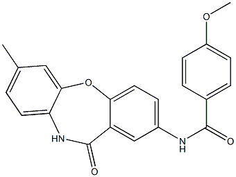 4-methoxy-N-(7-methyl-11-oxo-10,11-dihydrodibenzo[b,f][1,4]oxazepin-2-yl)benzenecarboxamide Struktur