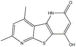 4-hydroxy-7,9-dimethylpyrido[2',3':4,5]thieno[2,3-b]pyridin-2(1H)-one Struktur