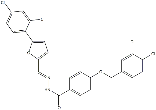 4-[(3,4-dichlorobenzyl)oxy]-N'-{(E)-[5-(2,4-dichlorophenyl)-2-furyl]methylidene}benzenecarbohydrazide Struktur