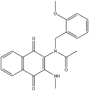 N-(2-methoxybenzyl)-N-[3-(methylamino)-1,4-dioxo-1,4-dihydro-2-naphthalenyl]acetamide Struktur