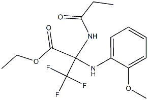 ethyl 3,3,3-trifluoro-2-(2-methoxyanilino)-2-(propionylamino)propanoate Struktur