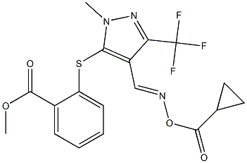 methyl 2-{[4-({[(cyclopropylcarbonyl)oxy]imino}methyl)-1-methyl-3-(trifluoromethyl)-1H-pyrazol-5-yl]sulfanyl}benzenecarboxylate Struktur