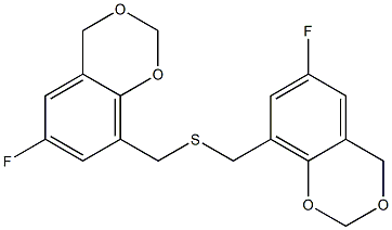 6-fluoro-8-({[(6-fluoro-4H-1,3-benzodioxin-8-yl)methyl]thio}methyl)-4H-1,3-benzodioxine Struktur