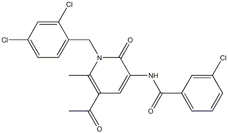 N-[5-acetyl-1-(2,4-dichlorobenzyl)-6-methyl-2-oxo-1,2-dihydro-3-pyridinyl]-3-chlorobenzenecarboxamide Struktur