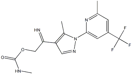 2-methyl-6-[5-methyl-4-({[(methylamino)carbonyl]oxy}ethanimidoyl)-1H-pyrazol-1-yl]-4-(trifluoromethyl)pyridine Struktur