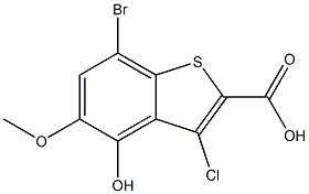 7-bromo-3-chloro-4-hydroxy-5-methoxybenzo[b]thiophene-2-carboxylic acid Struktur