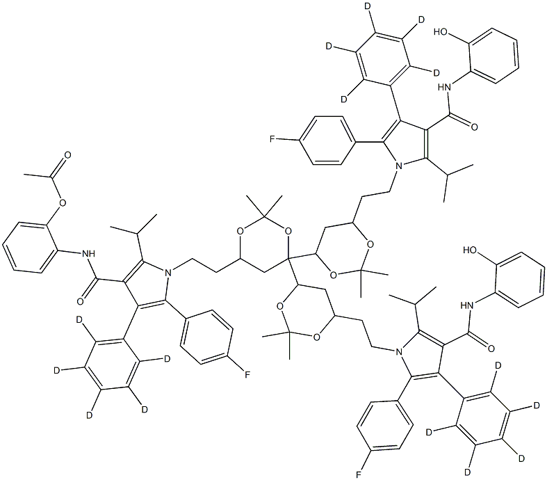 (6-[2-[2-(4-Fluoro-phenyl)-4-(2-hydroxy-phenylcarbamoyl)-5-isopropyl-3-phenyl-d5-pyrrol-1-yl]-ethyl]-2,2-dimethyl-[1,3]-dioxane-4-yl)-acetic Acid, ter Struktur