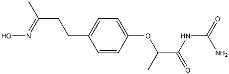 (2-{4-[3-(hydroxyimino)butyl]phenoxy}propanoyl)urea Struktur