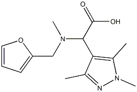 [(2-furylmethyl)(methyl)amino](1,3,5-trimethyl-1H-pyrazol-4-yl)acetic acid Struktur