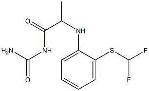 [2-({2-[(difluoromethyl)sulfanyl]phenyl}amino)propanoyl]urea Struktur