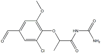 [2-(2-chloro-4-formyl-6-methoxyphenoxy)propanoyl]urea Struktur