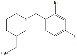 {1-[(2-bromo-4-fluorophenyl)methyl]piperidin-3-yl}methanamine Struktur