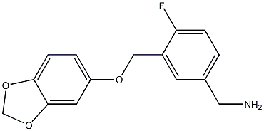 {3-[(2H-1,3-benzodioxol-5-yloxy)methyl]-4-fluorophenyl}methanamine Struktur