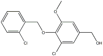 {3-chloro-4-[(2-chlorophenyl)methoxy]-5-methoxyphenyl}methanol Struktur