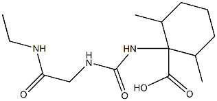 1-({[(ethylcarbamoyl)methyl]carbamoyl}amino)-2,6-dimethylcyclohexane-1-carboxylic acid Struktur