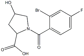 1-(2-bromo-4-fluorobenzoyl)-4-hydroxypyrrolidine-2-carboxylic acid Struktur