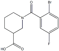 1-(2-bromo-5-fluorobenzoyl)piperidine-3-carboxylic acid Struktur