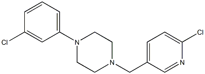 1-(3-chlorophenyl)-4-[(6-chloropyridin-3-yl)methyl]piperazine Struktur