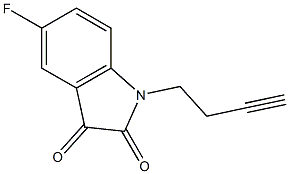 1-(but-3-yn-1-yl)-5-fluoro-2,3-dihydro-1H-indole-2,3-dione Struktur