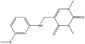 1,3-dimethyl-5-({[3-(methylsulfanyl)phenyl]amino}methyl)-1,2,3,4-tetrahydropyrimidine-2,4-dione Struktur