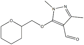 1,3-dimethyl-5-(oxan-2-ylmethoxy)-1H-pyrazole-4-carbaldehyde Struktur