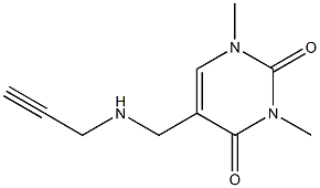 1,3-dimethyl-5-[(prop-2-yn-1-ylamino)methyl]-1,2,3,4-tetrahydropyrimidine-2,4-dione Struktur