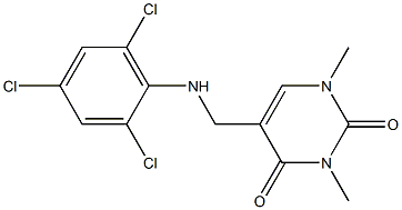 1,3-dimethyl-5-{[(2,4,6-trichlorophenyl)amino]methyl}-1,2,3,4-tetrahydropyrimidine-2,4-dione Struktur