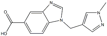 1-[(1-methyl-1H-pyrazol-4-yl)methyl]-1H-1,3-benzodiazole-5-carboxylic acid Struktur