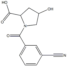 1-[(3-cyanophenyl)carbonyl]-4-hydroxypyrrolidine-2-carboxylic acid Struktur