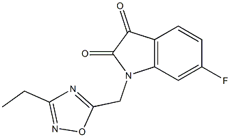 1-[(3-ethyl-1,2,4-oxadiazol-5-yl)methyl]-6-fluoro-2,3-dihydro-1H-indole-2,3-dione Struktur