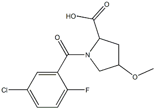 1-[(5-chloro-2-fluorophenyl)carbonyl]-4-methoxypyrrolidine-2-carboxylic acid Struktur