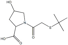 1-[2-(tert-butylsulfanyl)acetyl]-4-hydroxypyrrolidine-2-carboxylic acid Struktur