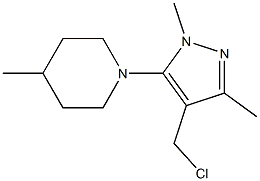 1-[4-(chloromethyl)-1,3-dimethyl-1H-pyrazol-5-yl]-4-methylpiperidine Struktur