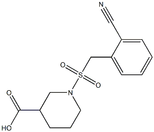 1-{[(2-cyanophenyl)methane]sulfonyl}piperidine-3-carboxylic acid Struktur