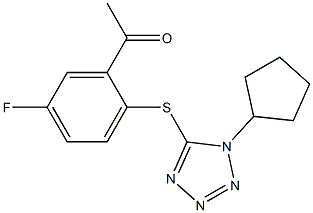 1-{2-[(1-cyclopentyl-1H-1,2,3,4-tetrazol-5-yl)sulfanyl]-5-fluorophenyl}ethan-1-one Struktur