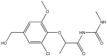 1-{2-[2-chloro-4-(hydroxymethyl)-6-methoxyphenoxy]propanoyl}-3-methylurea Struktur